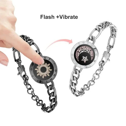 Long Distance Touch Bracelets – Sun & Moon Light-Up Couples Gift