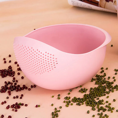Multi-Use Rice Washing Colander Bowl with Handle – Kitchen Organizer