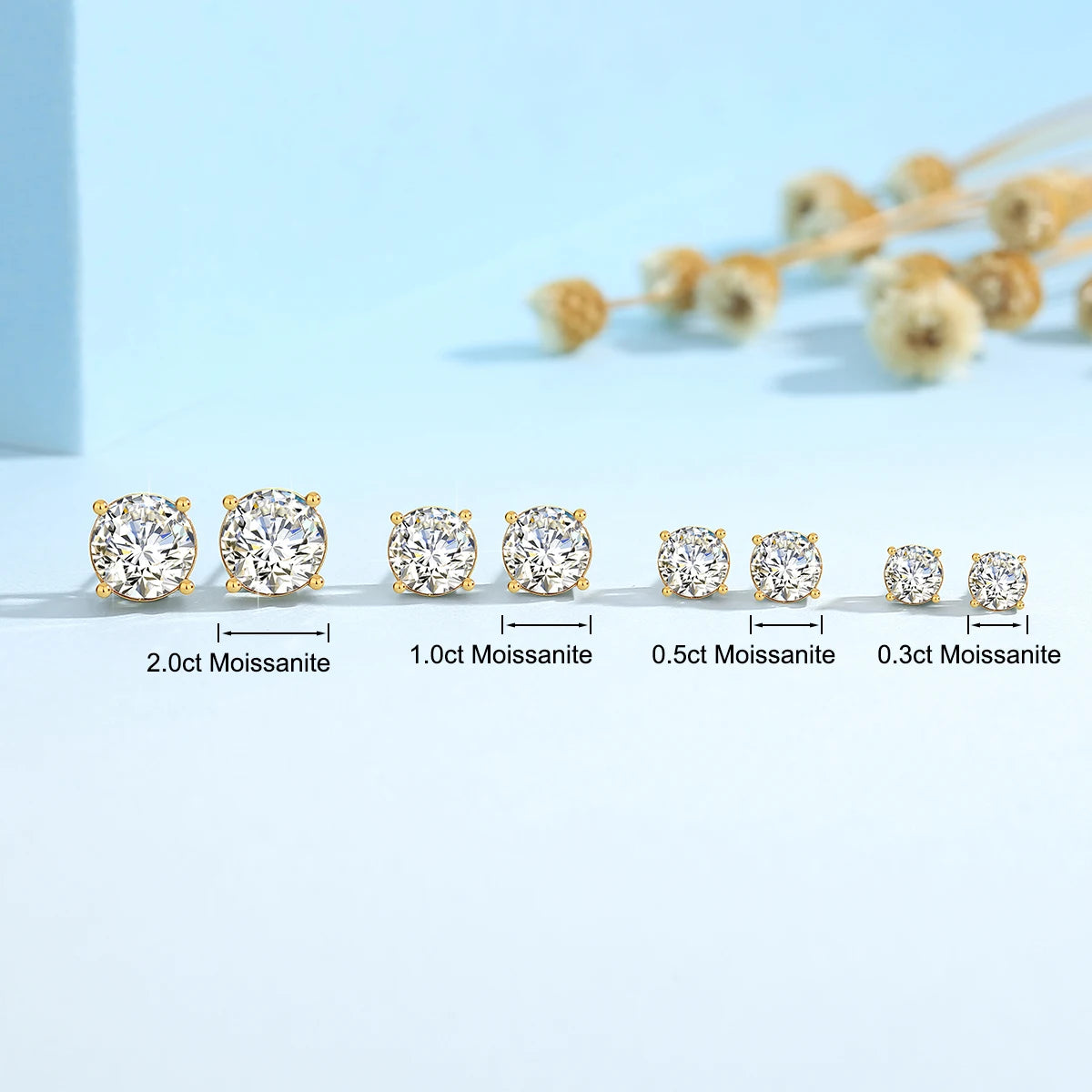 18K Real Gold Earrings with Moissanite Diamonds – Luxurious Gift