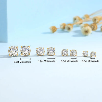 18K Real Gold Earrings with Moissanite Diamonds – Luxurious Gift