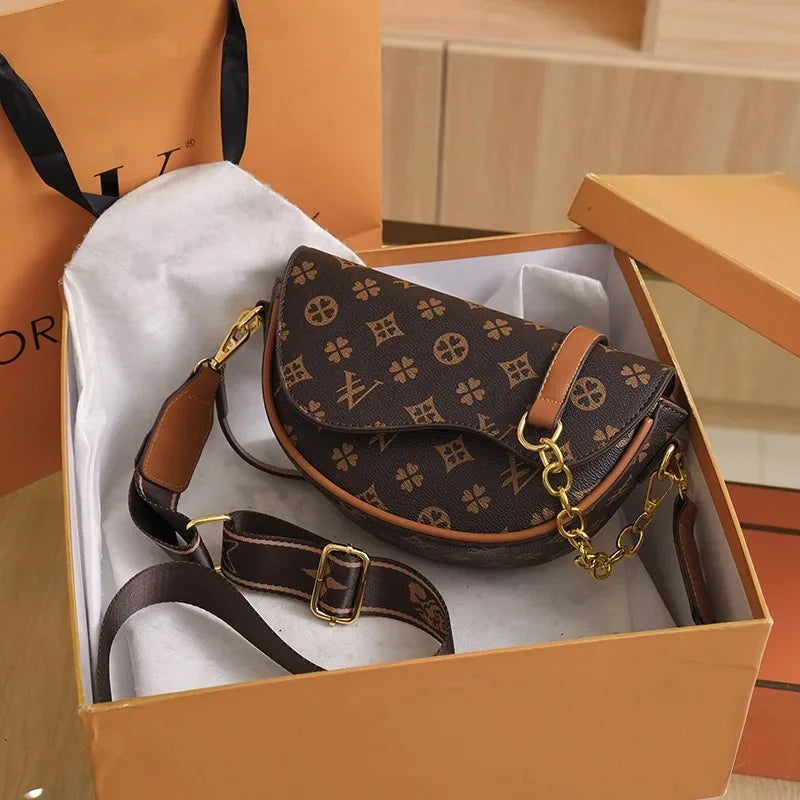 Trendy Textured Half-Round Saddle Bag