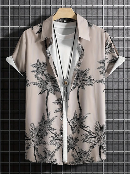 Men’s Palm Tree Shirt – Casual Hawaiian Short Sleeve Top