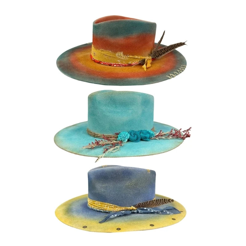 Wool Homburg Panama Hat – Unisex Western Photo Prop Headwear