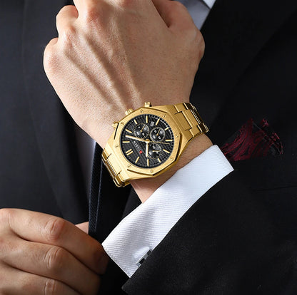 Casual Stainless Steel Quartz Watch – Waterproof Men’s Chronograph
