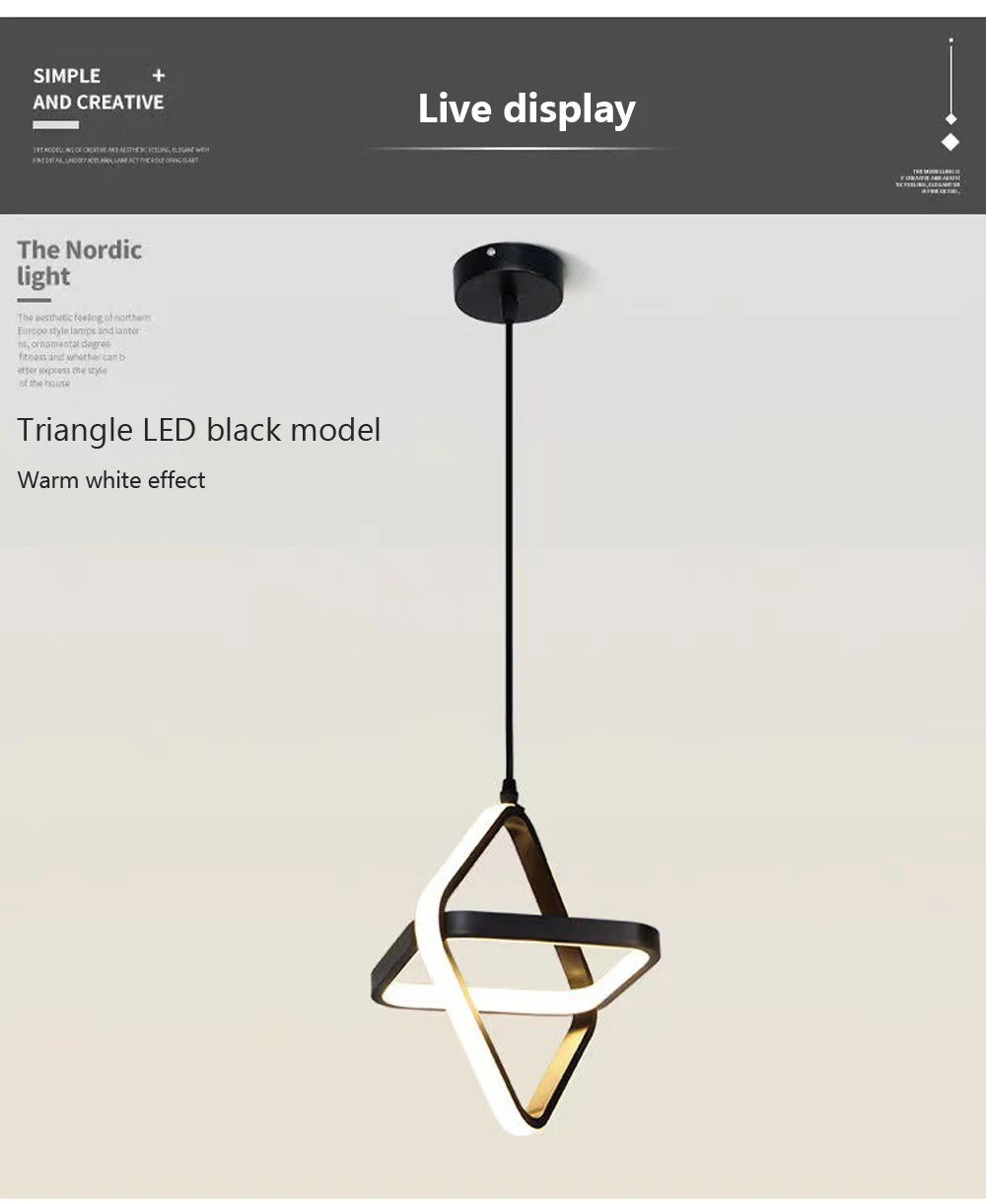 Modern Black LED Pendant Light – Dining & Bedroom Chandelier Lamp