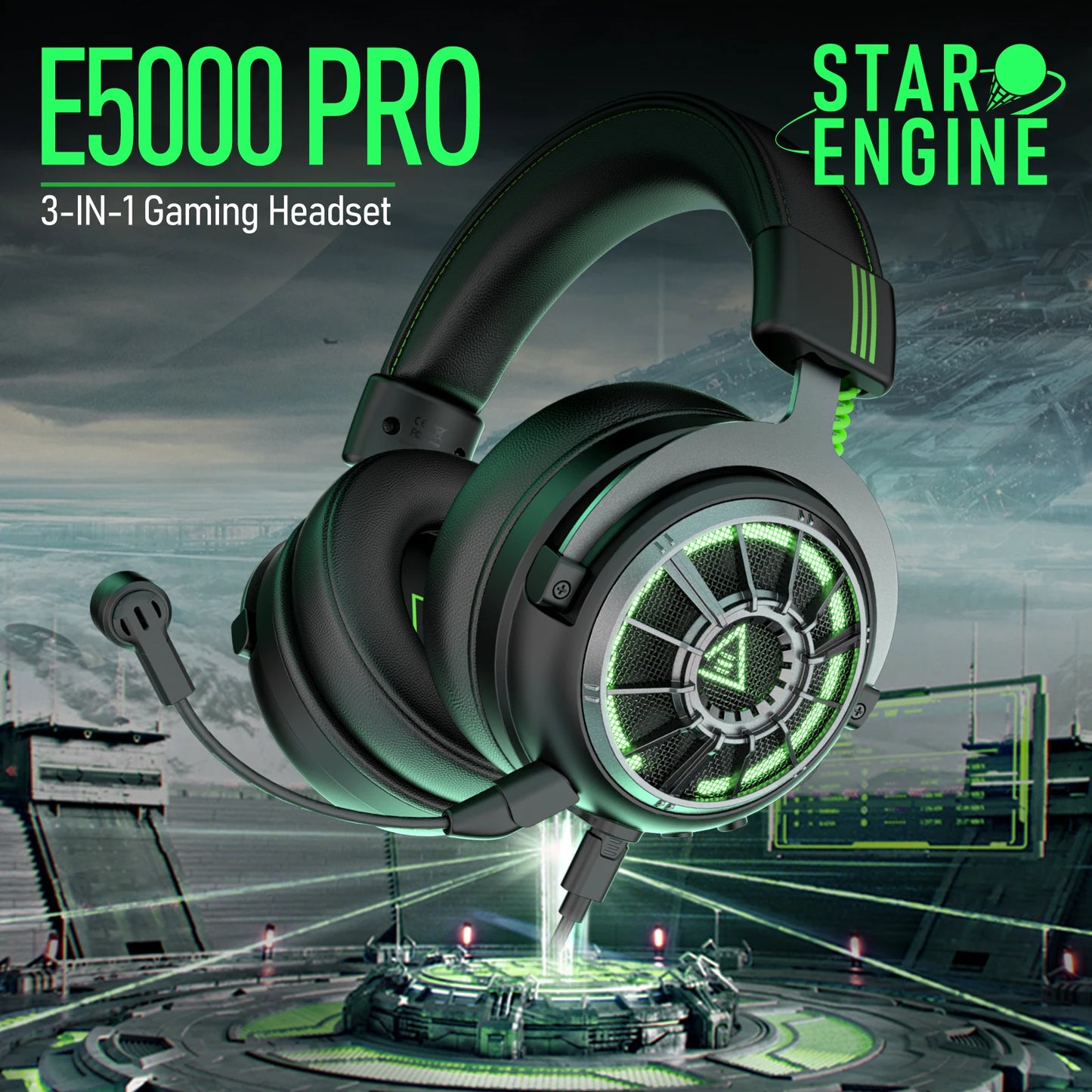 Cartmela E5000 Pro Gaming Headset – 7.1 Surround Sound, ENC Mic