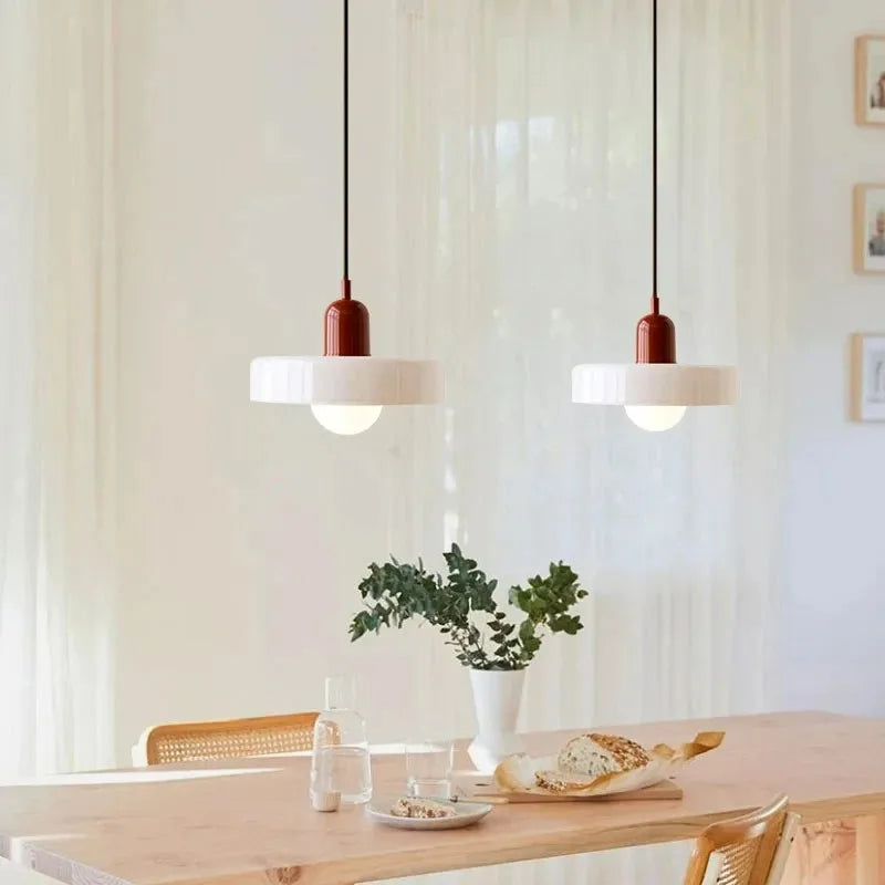 Nordic Retro Glass Pendant Lamp – E27 LED Indoor Chandelier