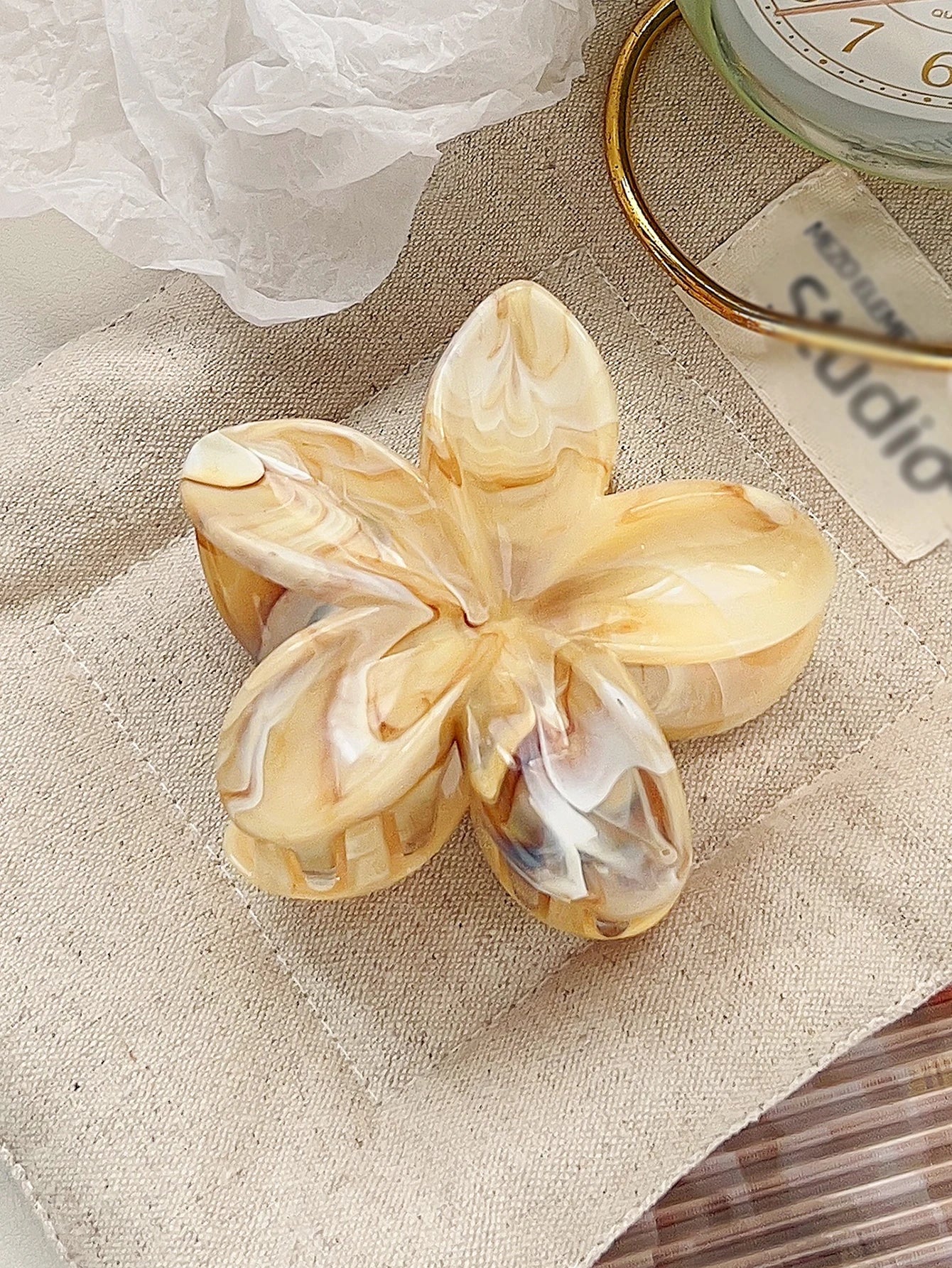 2 Pcs Marble Flower Hair Claw Clips – Cute Beach Hair Accessories