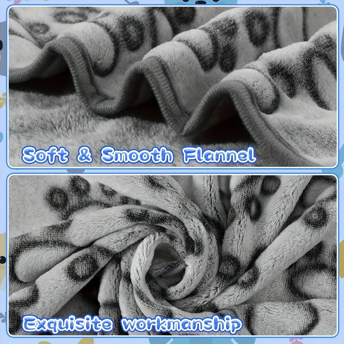Soft Fluffy Pet Blanket – Warm Mat with Cute Cartoon Pattern