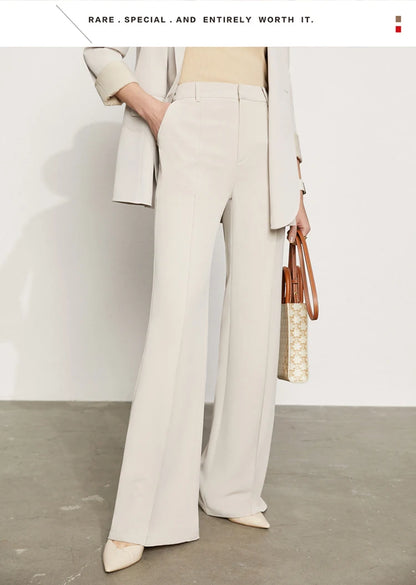 Women’s Wide Leg Chiffon Pants – High Waist Loose Office Trousers