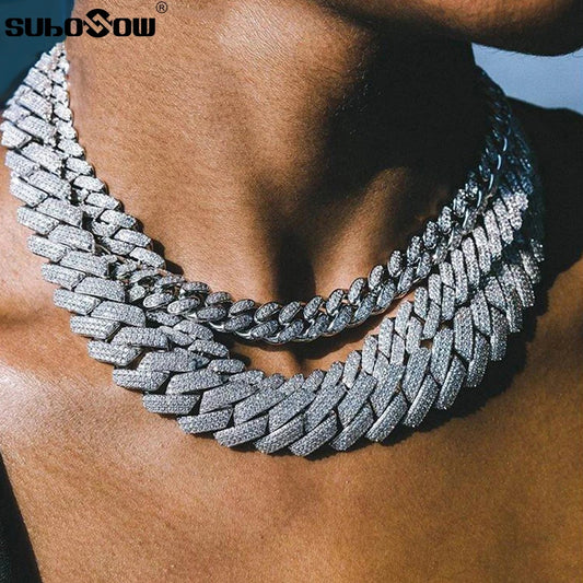 Hip Hop Iced Out Cuban Link Chain Necklace – Gold & Silver Men’s Gift