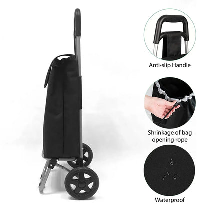 Folding Shopping Cart – Portable Wheeled Trolley with 30kg Load