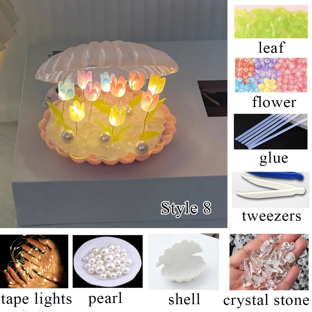 DIY Tulip LED Night Light – Battery Operated Flower Table Lamp