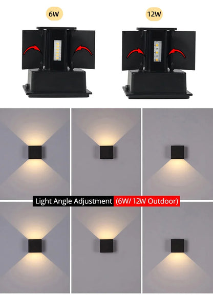 Waterproof Aluminum LED Wall Lamp – 12W/24W Indoor Outdoor Light