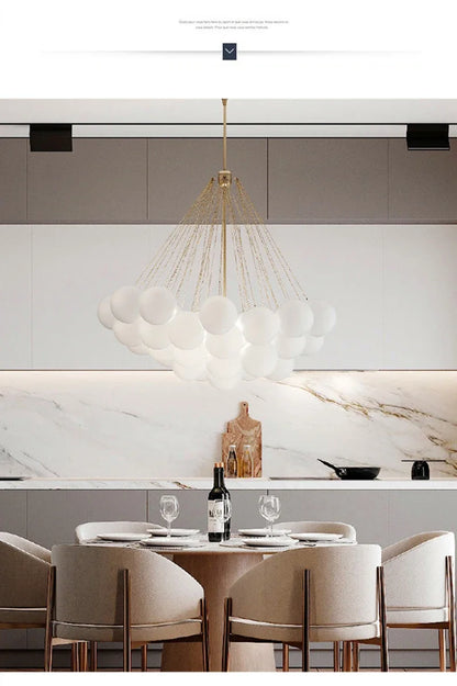 37-Glass Bubble Chandelier – Frosted Milky White Colorful Pendant