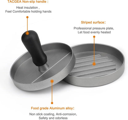 Non-Stick Burger Press with Wax Paper – Aluminum Patty Maker