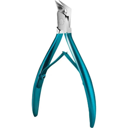 Nail clippers with blue handles on a white background