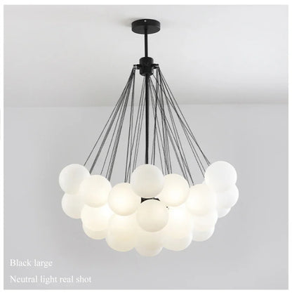 37-Glass Bubble Chandelier – Frosted Milky White Colorful Pendant