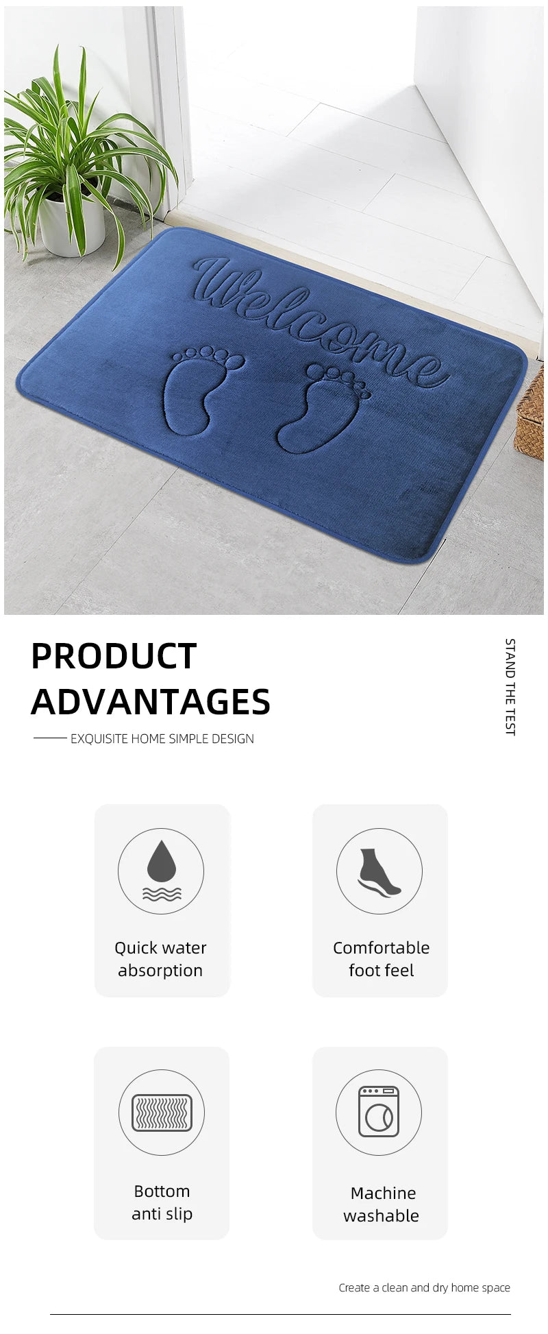 Anti-Slip Cobblestone Bathroom Floor Mat – Water Absorbent Rug