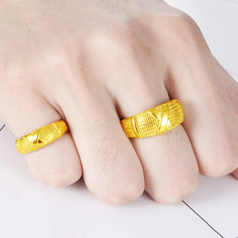 Gold Color Opening Rings for Couples – Dragon & Phoenix Design