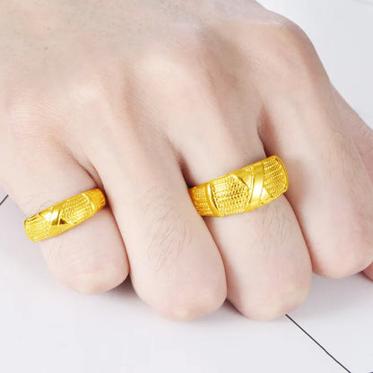 Gold Color Opening Rings for Couples – Dragon & Phoenix Design