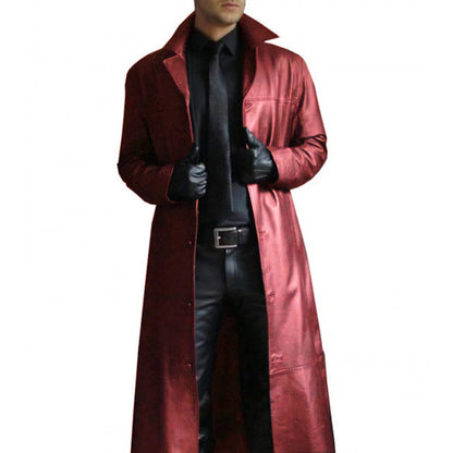 Cartmela Men's Faux Leather Trench Coat
