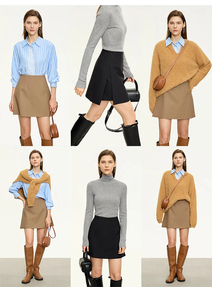 Women’s High Waist A-Line Shorts Skirt – Casual Autumn Fashion