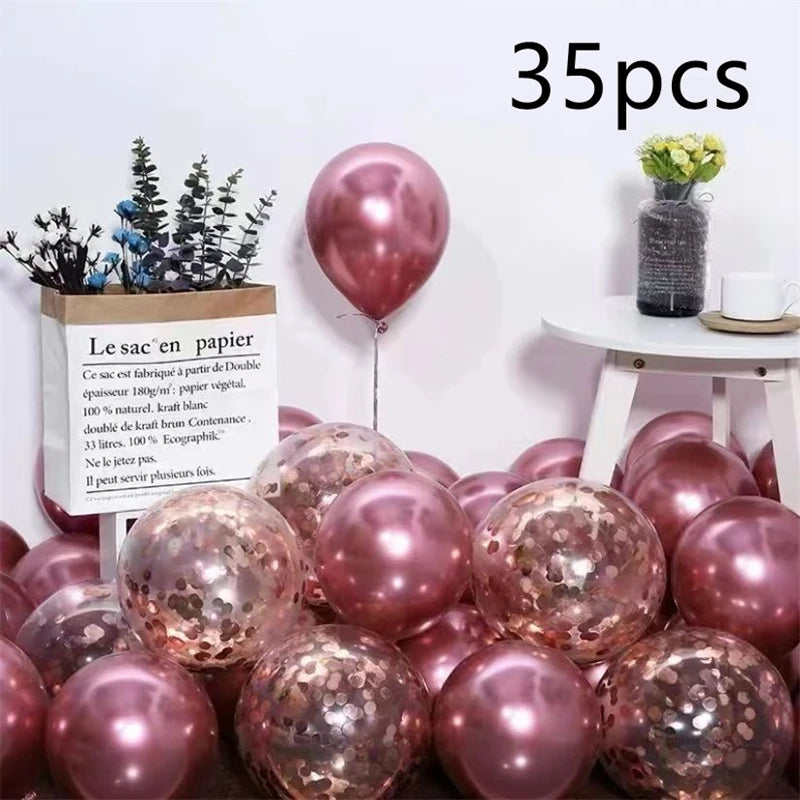 16pcs Black Metallic Sequin Balloons – Party & Event Decor