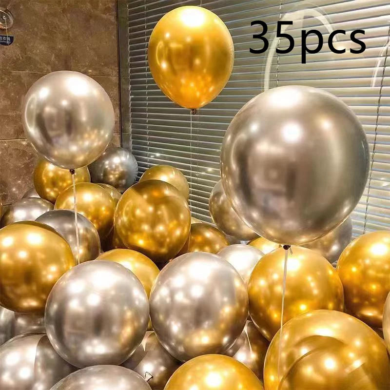 16pcs Black Metallic Sequin Balloons – Party & Event Decor