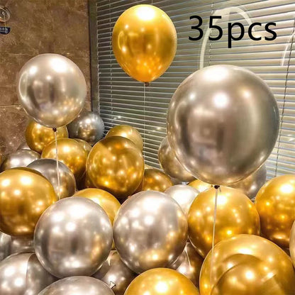 16pcs Black Metallic Sequin Balloons – Party & Event Decor