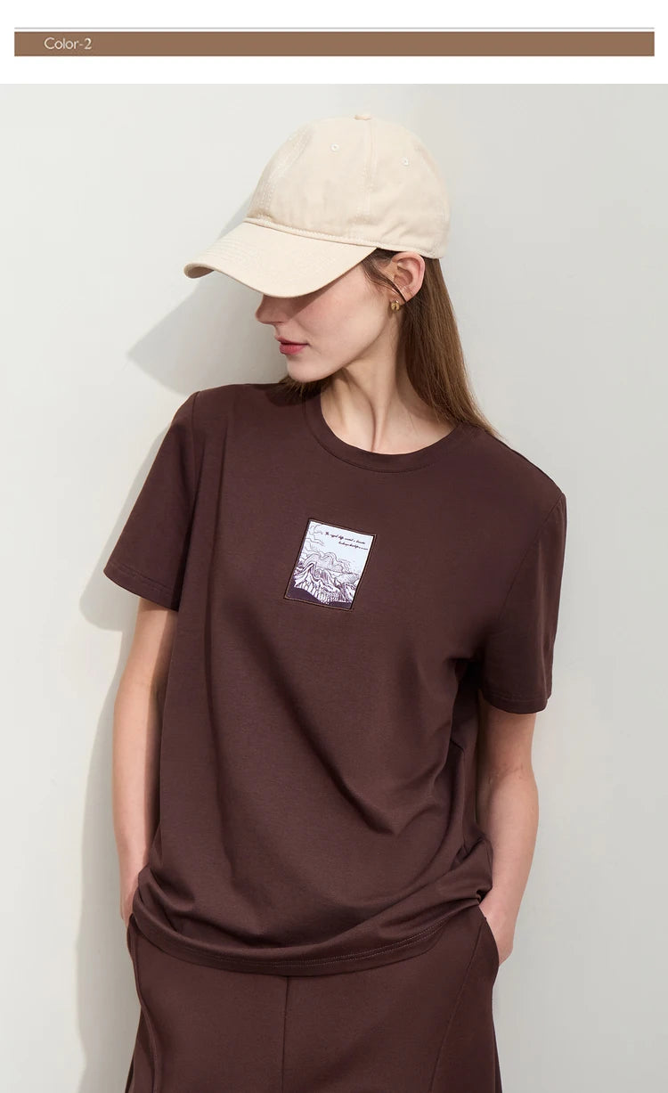 Women’s Casual Embroidered Cotton T-Shirt – Spring Short Sleeve Top