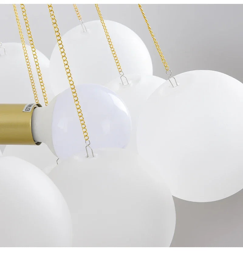 37-Glass Bubble Chandelier – Frosted Milky White Colorful Pendant