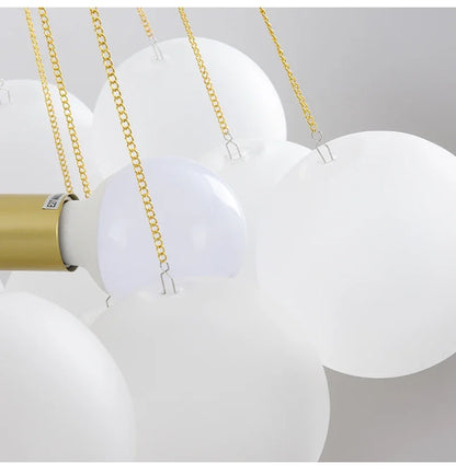 37-Glass Bubble Chandelier – Frosted Milky White Colorful Pendant