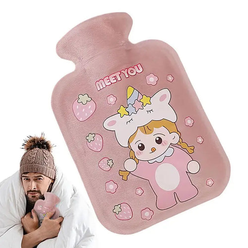 Plush Hot Water Bottle – Soft Portable Bed & Foot Warmer