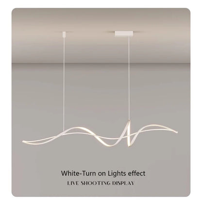 Modern Curved LED Pendant Light – Minimalist Dining Room Fixture