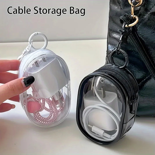 Portable Mini Clear Zipper Bag - Organizer for Earphones & Chargers