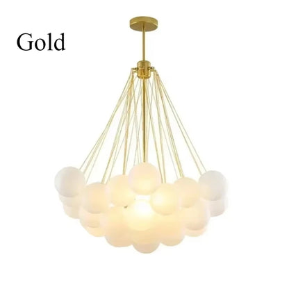 37-Glass Bubble Chandelier – Frosted Milky White Colorful Pendant