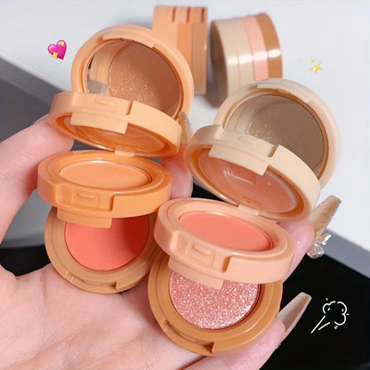 3-in-1 Makeup Palette–Blush, Highlighter & Contour with Glitter Finish
