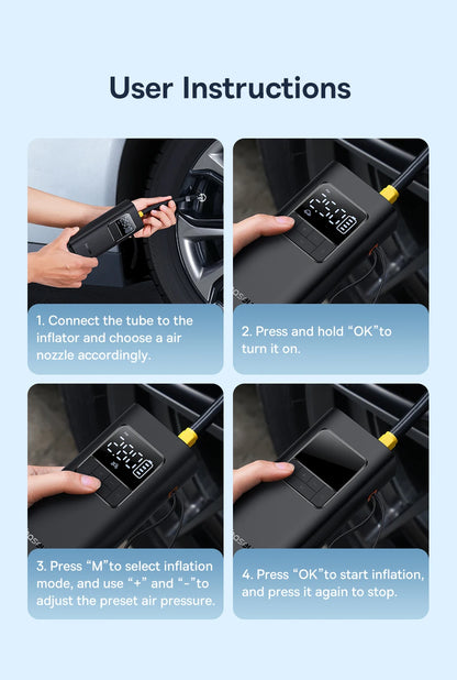 Wireless Portable Car Air Pump – Electric Tire Inflator with LCD