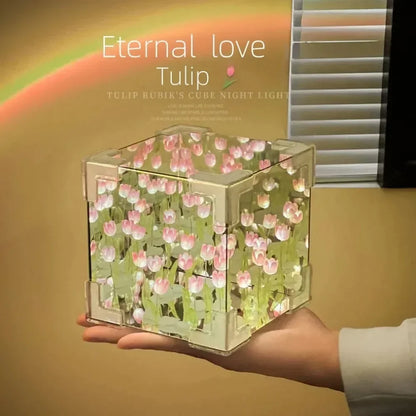 DIY Tulip Flower Night Lamp Kit – 3D Sea Cube Gift for Couples