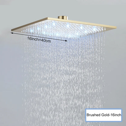 Black LED Rainfall Shower Head | Remote Control Ceiling Waterfall Tap