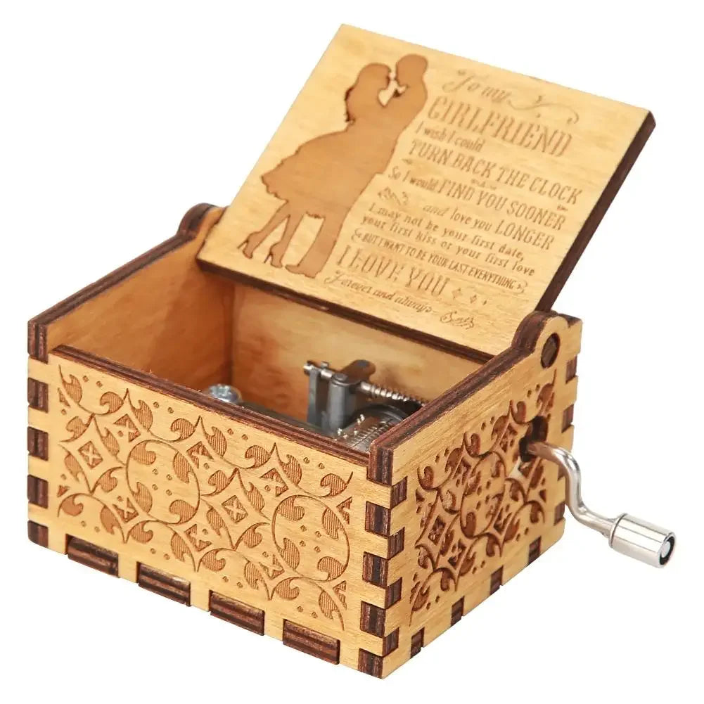 Wooden Hand Crank Music Box