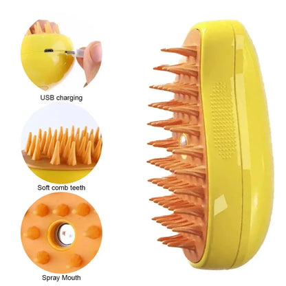 USB 3-in-1 Pet Grooming Brush – Steam, Shedding & Massage Tool