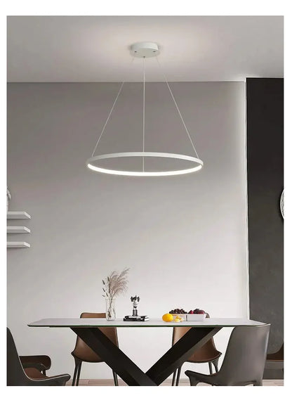 Modern Round LED Pendant Light – Black/White Minimalist Chandelier