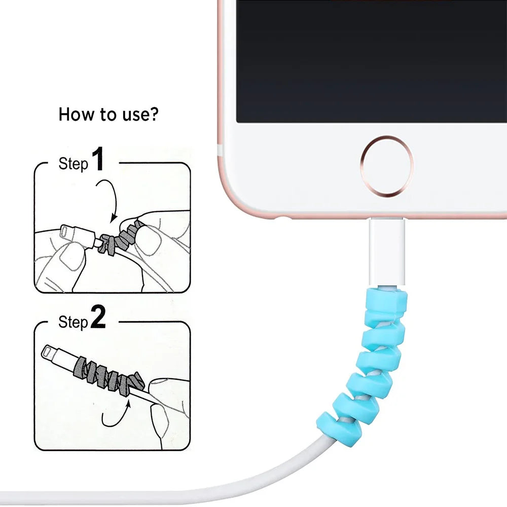Charging Cable Protector – Cord Organizer, Holder & Winder Clip Set