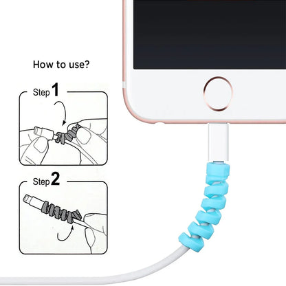 Charging Cable Protector – Cord Organizer, Holder & Winder Clip Set