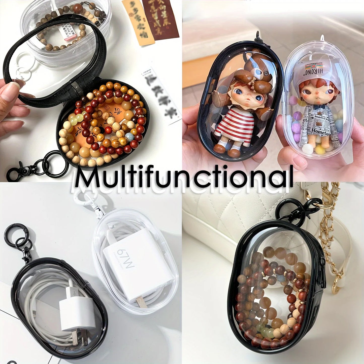 Portable Mini Clear Zipper Bag - Organizer for Earphones & Chargers