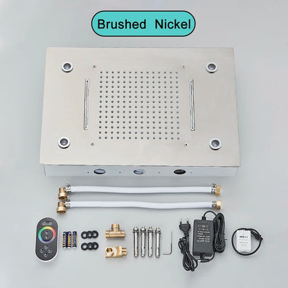 Black LED Rainfall Shower Head | Remote Control Ceiling Waterfall Tap