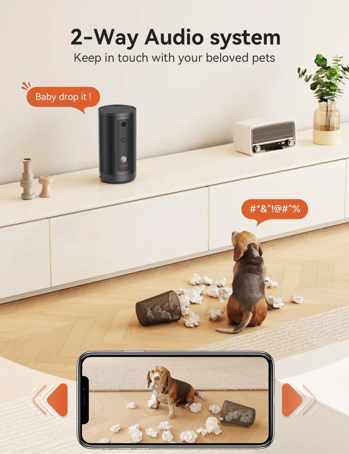 Smart Pet Camera with Treat Dispenser for Dogs and Cats