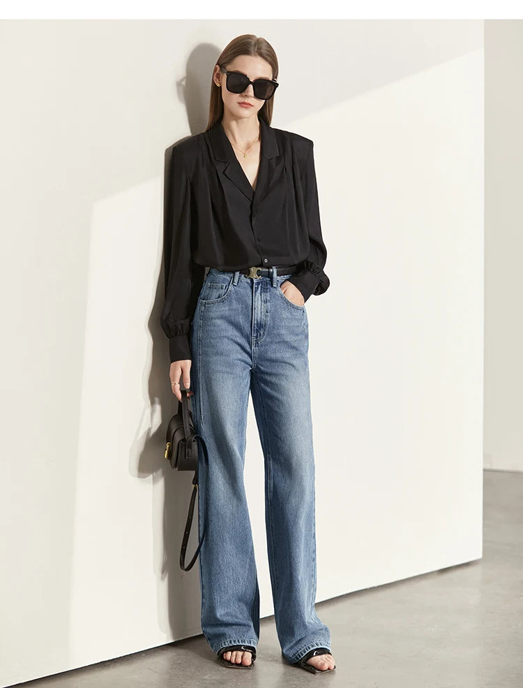Women’s Vintage Loose Wide Leg Denim Jeans – Casual Spring Pants